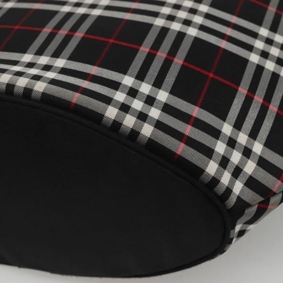 Burberrys Nova Check Hand Bag Nylon Black Silver Auth kk484